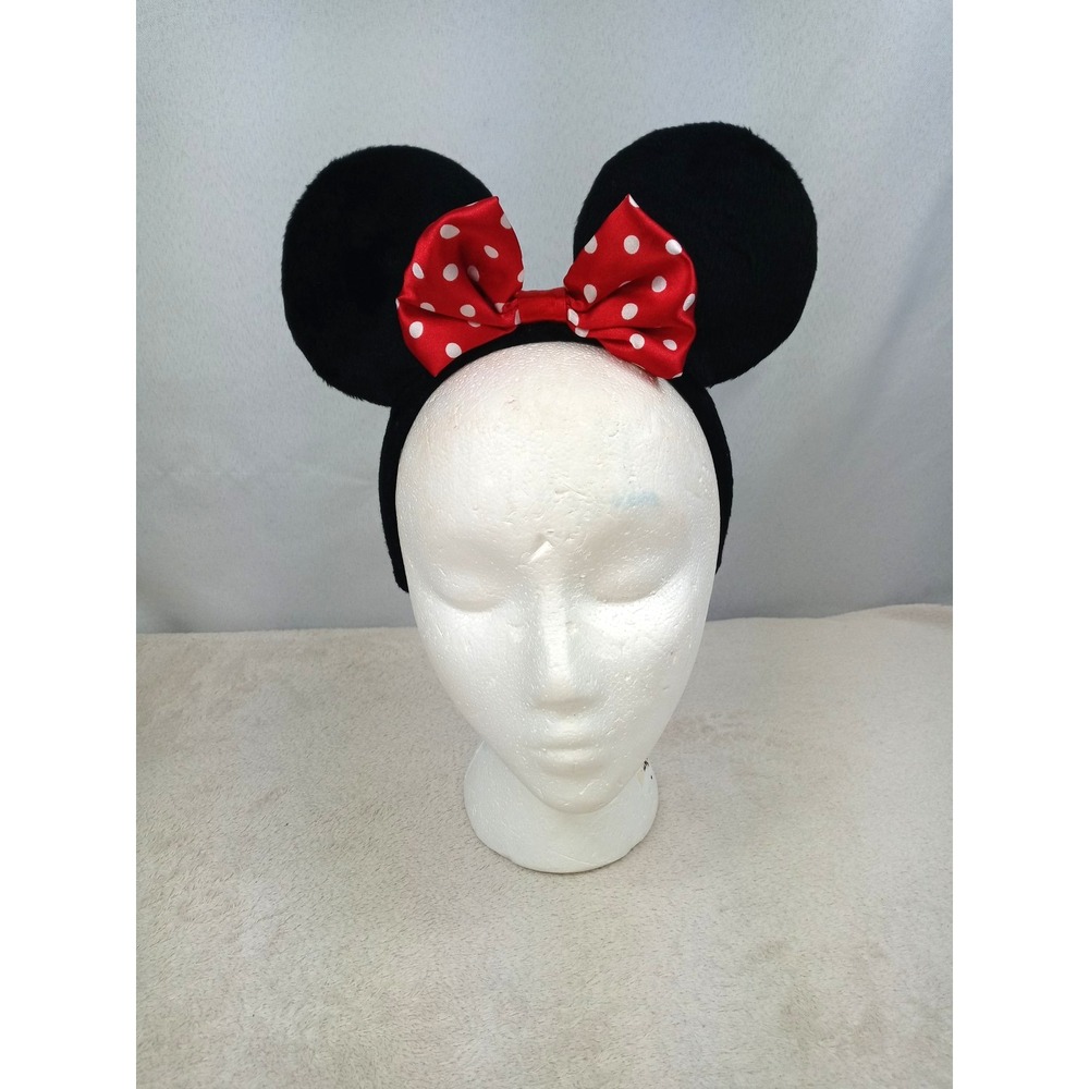 Disney Parks Minnie Mouse Ears Headband Classic Red‎ Polka Dot Bow Plush Ears